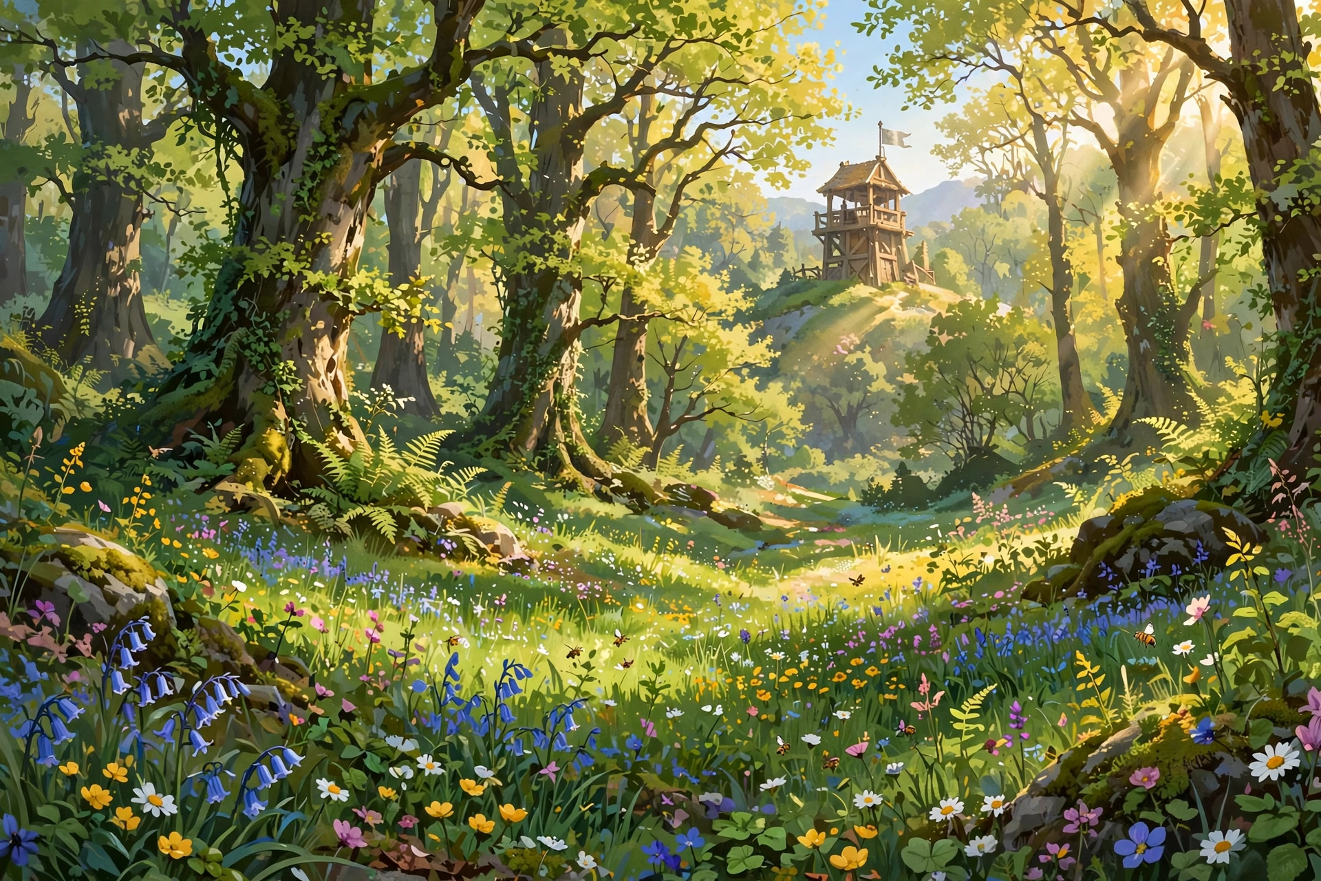 Spring forest clearing